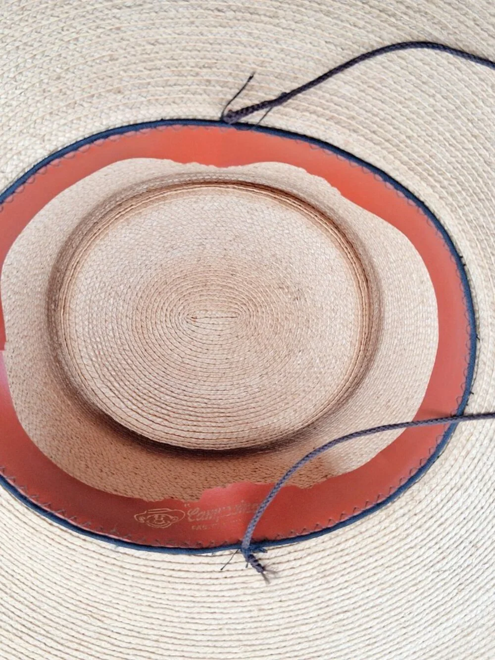 Vintage Vaquero Straw Hat Wide Brim Flat Crown Western Ranch Sun Hat Red Rope - Picture 6 of 12